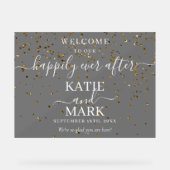 Mattiertes Glück je nach Hochzeit des Glitzer Acrylschild (Vorderseite)