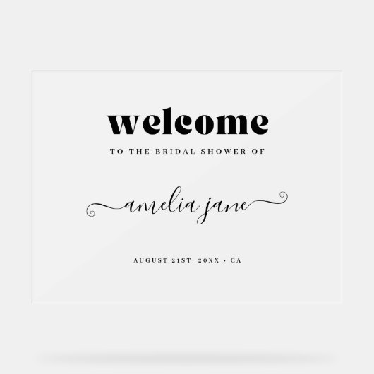 Mattiertes Retro Script Modernes Brautparty Willko Acrylschild (Vorderseite)