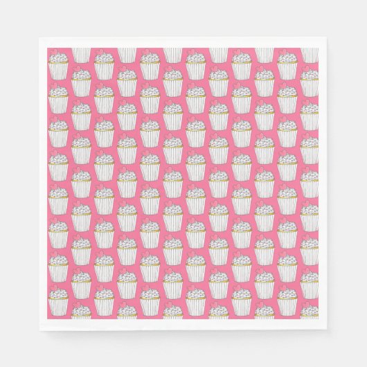 Mattiertes Rosa Herz Cupcake Sprinkles Dessert Lie Serviette (Vorderseite)