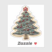 Mattiertes Rot-Grün-Weihnachtsbaum-Cookie Aufkleber (Blatt)