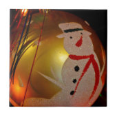 Mattiertes Schneemann-Ornament Fliese (Vorderseite)
