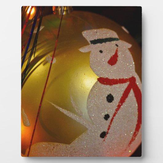 Mattiertes Schneemann-Ornament Fotoplatte (Vorderseite)