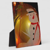 Mattiertes Schneemann-Ornament Fotoplatte (Seite)