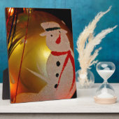 Mattiertes Schneemann-Ornament Fotoplatte (Seite)