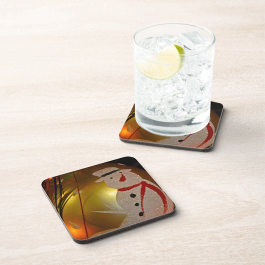 Mattiertes Schneemann-Ornament Getränkeuntersetzer (Rechte Seite)