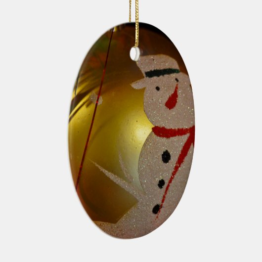 Mattiertes Schneemann-Ornament Keramik Ornament (Rechts)