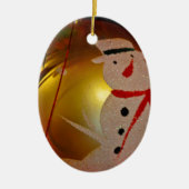 Mattiertes Schneemann-Ornament Keramik Ornament (Vorne)