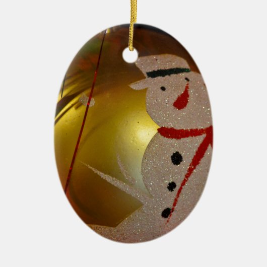 Mattiertes Schneemann-Ornament Keramik Ornament (Vorne)