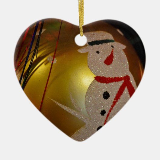 Mattiertes Schneemann-Ornament Keramikornament (Vorne)