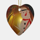 Mattiertes Schneemann-Ornament Keramikornament (Links)