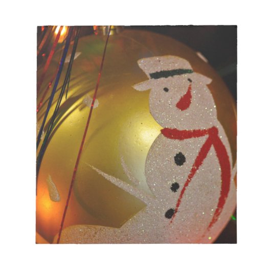 Mattiertes Schneemann-Ornament Notizblock (Vorderseite)