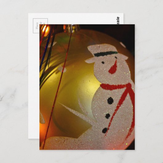 Mattiertes Schneemann-Ornament Postkarte (Vorne/Hinten)