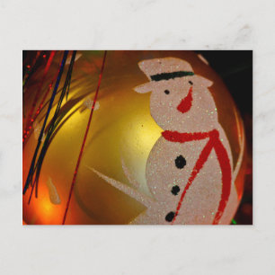 Mattiertes Schneemann-Ornament Postkarte