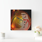 Mattiertes Schneemann-Ornament Quadratische Wanduhr (Zuhause)