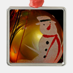 Mattiertes Schneemann-Ornament Silbernes Ornament
