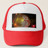 Mattiertes Schneemann-Ornament Truckerkappe (Vorderseite)