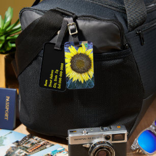 Mattiertes Sonnenblumenfoto Gepäckanhänger