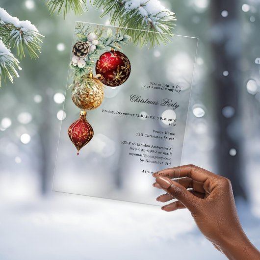 Mattiertes Weihnachts-Party Acryleinladungen