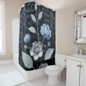 Mattiertes Winter Floral, Icy Blue & Silver Muster Duschvorhang (Beispiel)