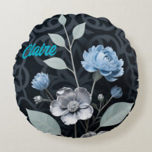 Mattiertes Winter Floral, Icy Blue & Silver Muster