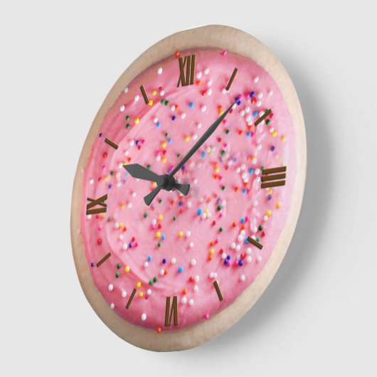 Mattiertes Zuckerplätzchen, Erdbeerrosa Große Wanduhr (Winkel)