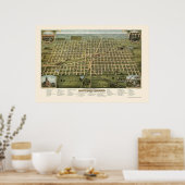 Mattoon, IL Panorama Karte - 1884 Poster (Küche)