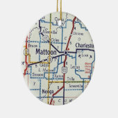 Mattoon IL Vintag Map Keramik Ornament (Rechts)