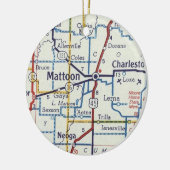 Mattoon IL Vintag Map Keramik Ornament (Links)