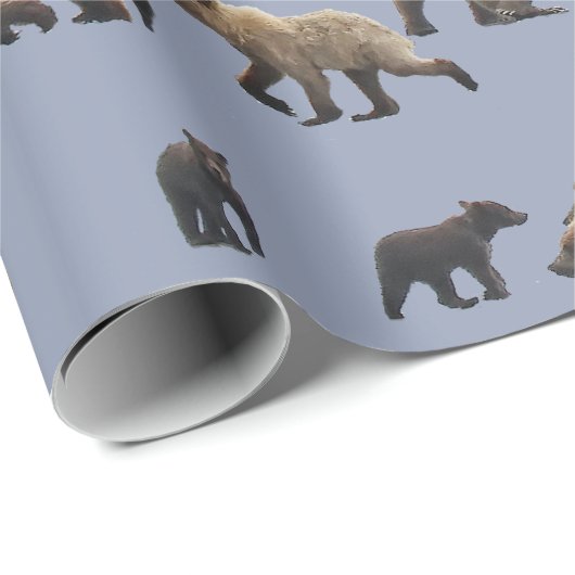 MattPackpapier, 30" x 6' mit Grizzlybären Geschenkpapier (Rolleneckpunkt)