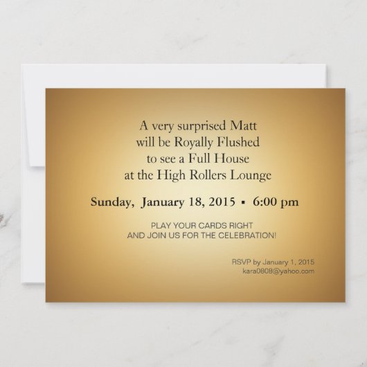 Matt's Casino Party FRAGTE MIR, DIE NAMEN IN CHIPS Einladung (Rückseite)