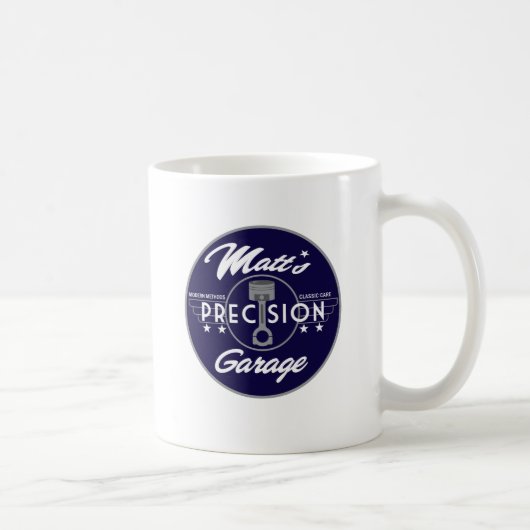 Matts Präzisions-Garagen-Standard-Logo Kaffeetasse (Rechts)