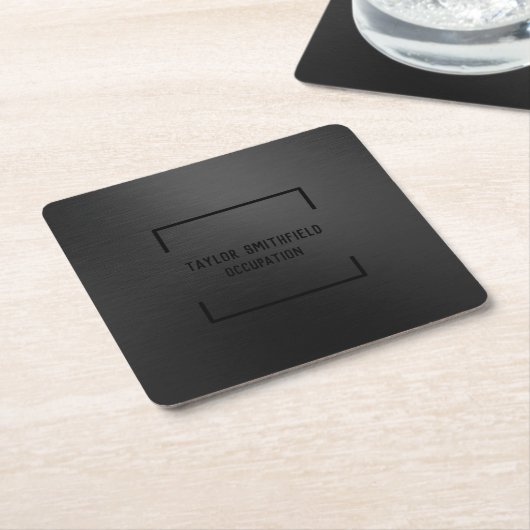 Mattschwarz Rechteckiger Pappuntersetzer (angewinkelt)