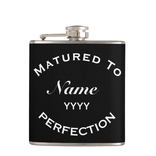 Matured To Perfection Personalised Birthday Gift Flachmann (Vorderseite)