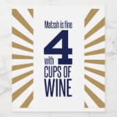 Matza ist gut mit 4 Tassen Wein. Weinetikett (Einzelnes Label)