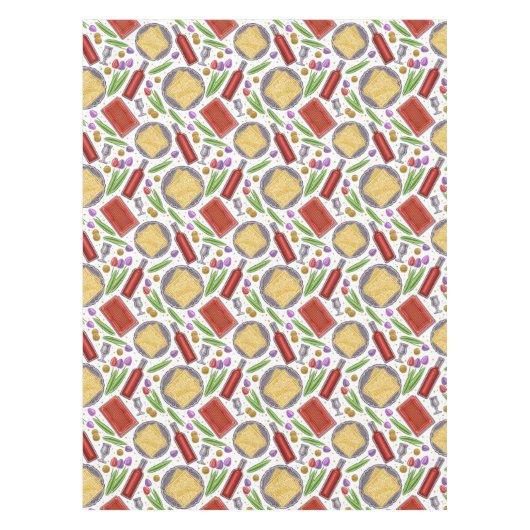 Matzah Flatbread und Wein Tischdecke (Vorderseite)