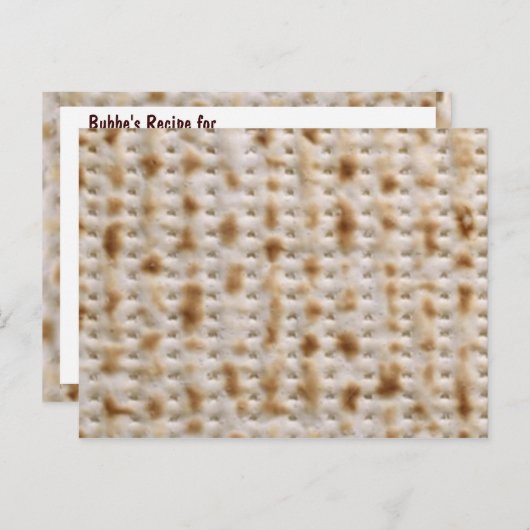 MATZAH RECIPE CARD POSTKARTE (Vorne/Hinten)