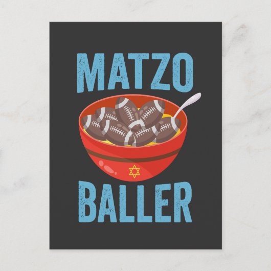Matzo Baller Funny Football Hanukkah Rugby Geschen Einladungspostkarte (Vorderseite)