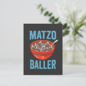 Matzo Baller Funny Football Hanukkah Rugby Geschen Einladungspostkarte (Stehend Vorderseite)