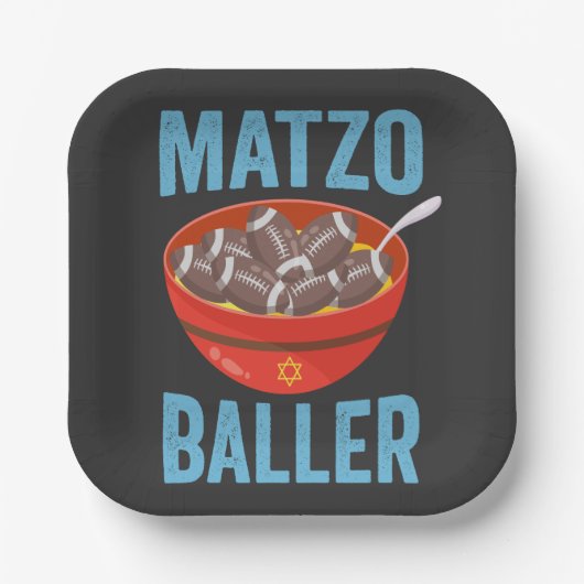 Matzo Baller Funny Football Hanukkah Rugby Geschen Pappteller (Vorderseite)