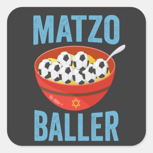 Matzo Baller Funny Soccer Hanukkah Holiday Geschen Quadratischer Aufkleber (Vorderseite)