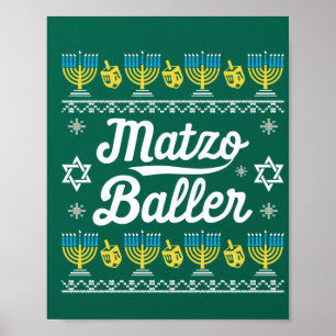 Matzo Baller Langarm Funny Chanukka-Geschenke Poster