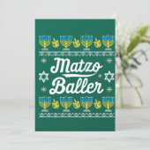 Matzo Baller Long Sleeve Funny Hanukkah Geschenke Einladung (Stehend Vorderseite)