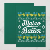 Matzo Baller Long Sleeve Funny Hanukkah Geschenke Einladung (Vorne/Hinten)