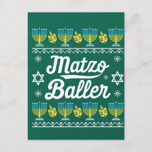 Matzo Baller Long Sleeve Funny Hanukkah Geschenke Postkarte