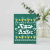 Matzo Baller Long Sleeve Funny Hanukkah Geschenke Postkarte (Stehend Vorderseite)