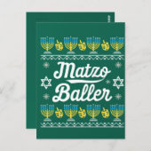 Matzo Baller Long Sleeve Funny Hanukkah Geschenke Postkarte (Vorne/Hinten)