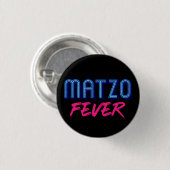 Matzo Fever Blue Pink 70er Disco Slogan Jüdisch Button (Vorne & Hinten)