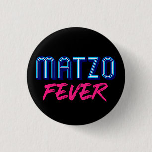 Matzo Fever Blue Pink 70er Disco Slogan Jüdisch Button