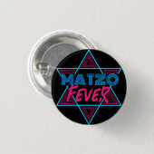 Matzo Fever Blue Pink 70er Disco Star Jüdisch Button (Vorne & Hinten)