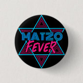 Matzo Fever Blue Pink 70er Disco Star Jüdisch Button (Vorderseite)